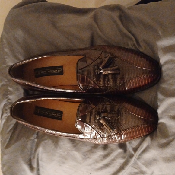 Stacy Adam's dress shoes 9 genuine snake dark brow - Picture 1 of 6
